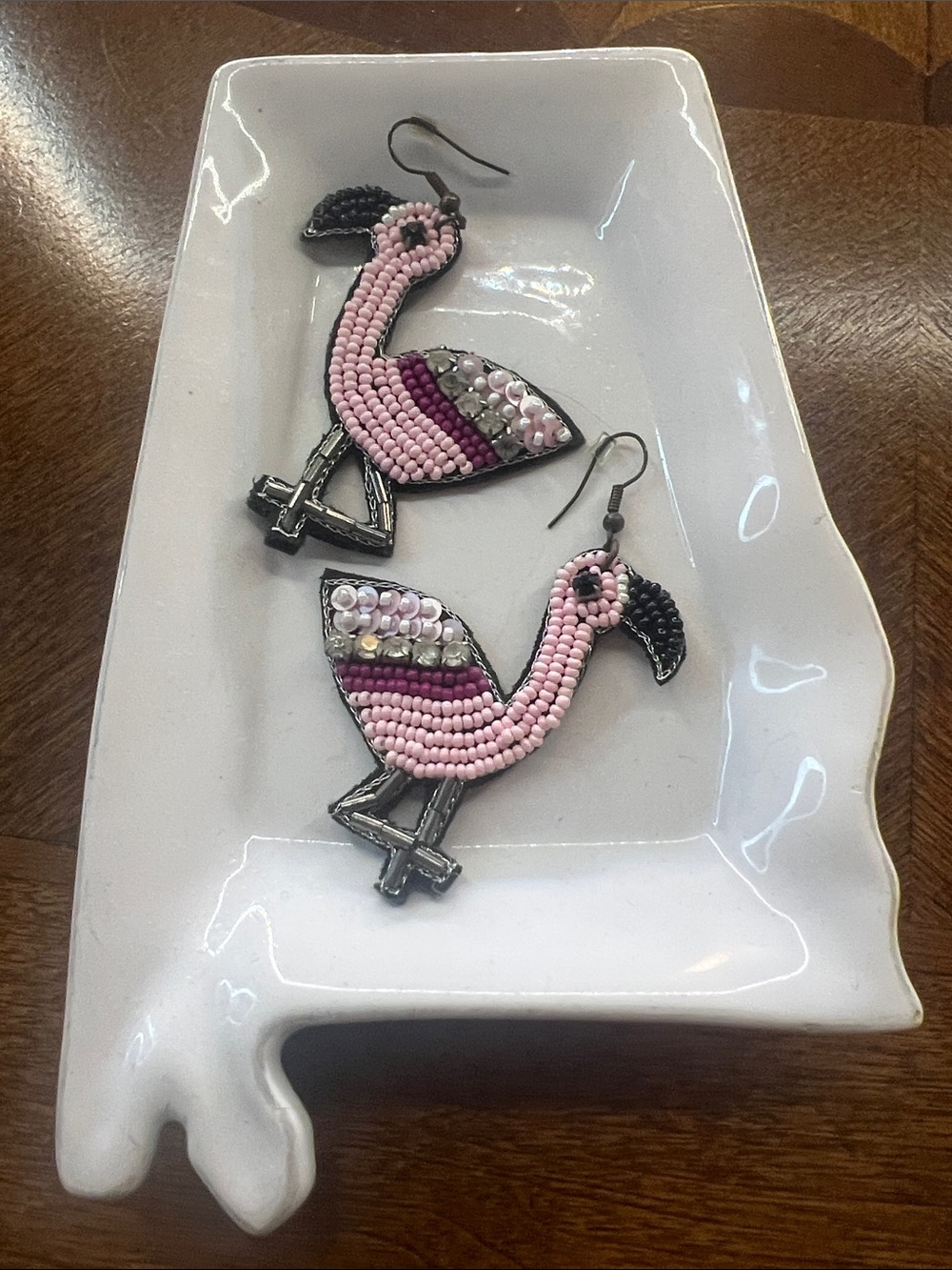 Beaded Pink Flamingo Drop Earrings - Women Jewelry